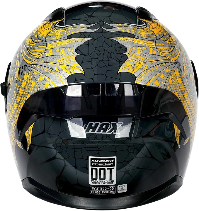 HAX Obsidian Full Face Dual Visor Adult Motorcycle Helmet for Motorbike Street Bike with Pinlock Ready DOT Approved Slayer Gold XXL