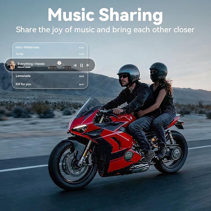 XGP X10 10 Riders Group Mesh Motorcycle Intercom, 3000m Motorcycle Bluetooth Headset V5.3 with Audio Multitasking/Music Sharing, Helmet Communication Systems for ATV/Snowmobile/Ski, 2 Pack