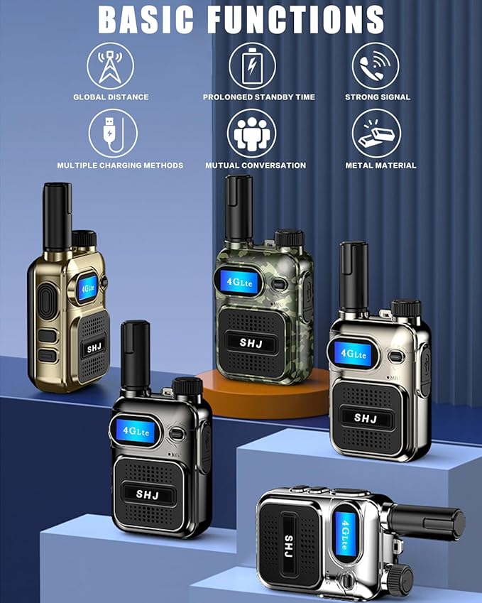 SHJ 4G PoC Radios with 1 Additional Yearly Sim Cards- Ultimate Communication Solution for Businesses and Teams walkie-Talkie Durable and White Silver (Gold)