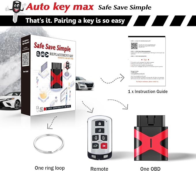 Programmable Keyfob, Replacement Car Keys Fob and DIY Programmer Kit for 2011 2012 2013 2014 2015 2016 2017 2018 2019 Toyota Sienna Smart Remote HYQ14ADR