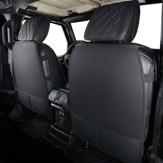 Aierxuan Jeep Wrangler JK JL Front Seat Covers Custom Fit 2/4 Door 2007-2026 Unlimited Rubicon 392 Sahara Willys Sport High Altitude Truck Pickup Waterproof Leather(2 PCS Front/Black1)