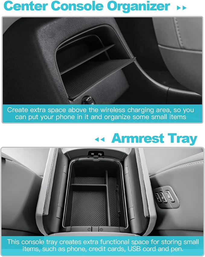 CDEFG 2Pcs for 2026 Hyundai Palisade Center Console Organizer Trays | for 2026 Hyundai Palisade Accessories, Middle Console & Armrest Storage Box, Only for 7-Seater Split Armrest