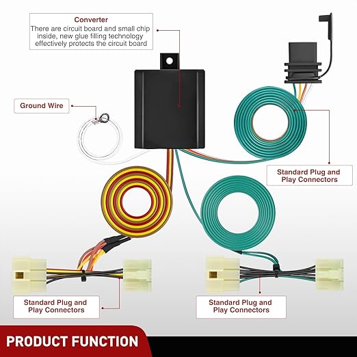 Nilight 4 Pin Trailer Wiring Harness Kit 55379 Compatible with 1989 1990 1991 1992 1993 1994 1995 Pickup 2000 2001 2002 2003 2004 Tacoma Vehicle Standard 4 Way Hitch Harness
