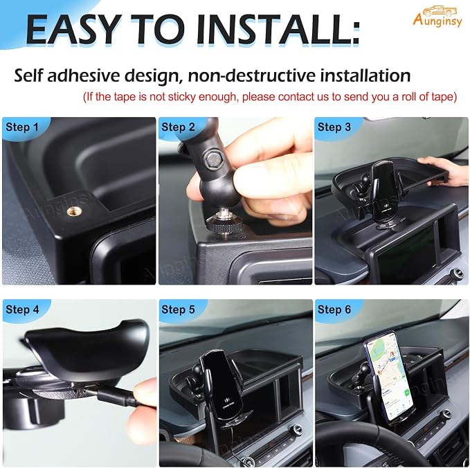 Aunginsy Center Console Dash Storage Tray Compatible with Ford Maverick 2022 2023 2024 Dashboard Multi-Functional Phone Holder Storage Box Organizer Tray Insert with Mobile Phone Mount Accessories