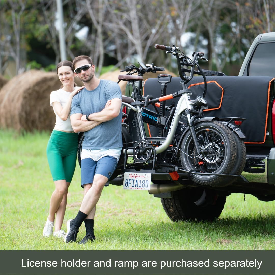 HYPERAX 2024 Volt 2 -E Bike Hitch Mounted Platform Style 2 Bikes Carrier for Car, SUV, Trucks, Sedan, Tilting e-Bike Rack for Hitch Fits Up to 2 X 80 lbs Bike with Up to 5" - NO RV USE!