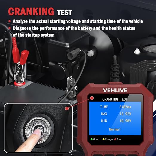 Car Battery Tester 6V 12V 24V with Lithium Battery Testing, BT911 5-3000CCA Automotive 12V&24V Dual Circuit Testing, Load/Alternator Tester, Charging Cranking System Tester for All Car Motorcycle Boat