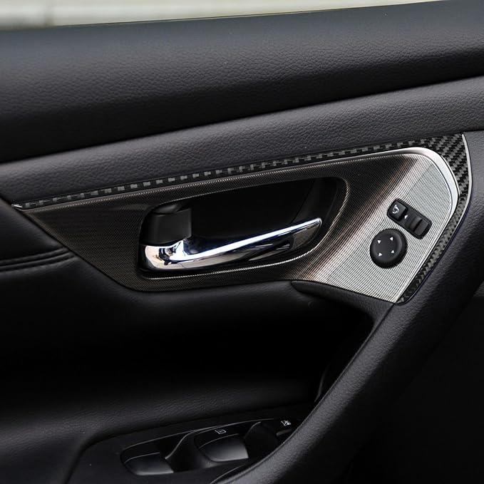 Soft Real Carbon Fiber Compatible with Nissan Altima 2013 2014 2015 2016 2017 2018 Interior Accessories Interior Door Handle Decorative Strip