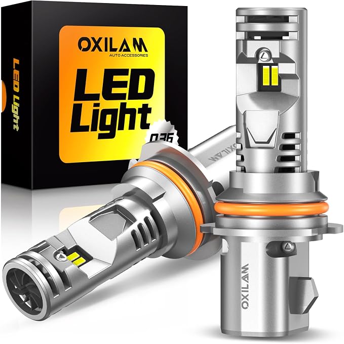 OXILAM 9004 LED Light Bulbs, 1200% Enhanced Brightness 6500K Cool White, Anti-Flicker, 60,000Hrs Lifespan, Easy Plug-N-Play, IP68 Rated, HB1 Fog Light for Cars Trucks SUVs, Pack of 2