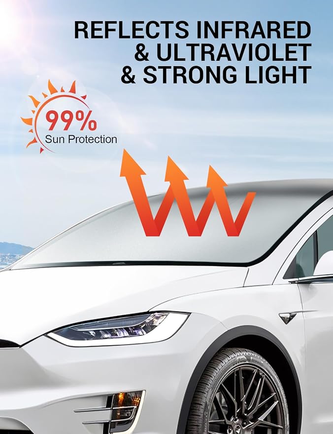 BASENOR Tesla Model S Model X Center Console Organizer and Model X Windshield Sunshade