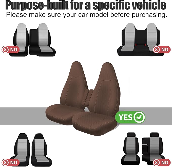 Heavy-Duty 600D Oxford Fabric Seat Covers for Chevrolet Express 2010 2011 2012 2013 2014 2015-2026 Tough & Durable Snug Fit No-Slip - Brown