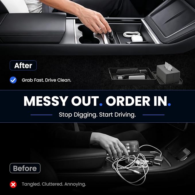 2026 Center Console Organizer for Tesla Model 3 Highland 2024-2026 | OEM-Style Fit, Double-Layer Storage with Bottom Trays, Smooth Sliding, Tesla Model 3 Highland Accessories 2024-2026 Only