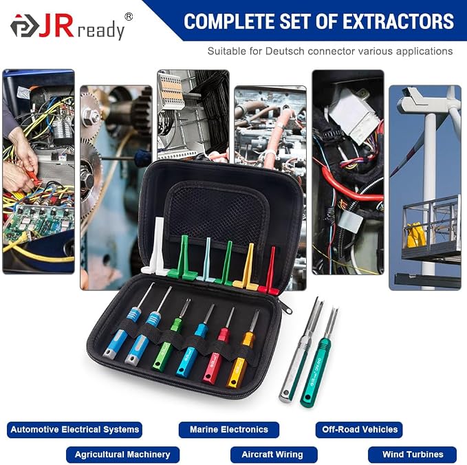 JRready ST5257-PRO Deutsch Connector Tool Kit for 16#12#20# Solid/Stamped Contacts + ST6257 DTP Solid Barrel 12# Contacts DTP Connector Terminal KIT 20 PCS 0460-204-12141 and 20 PCS 0462-203-12141