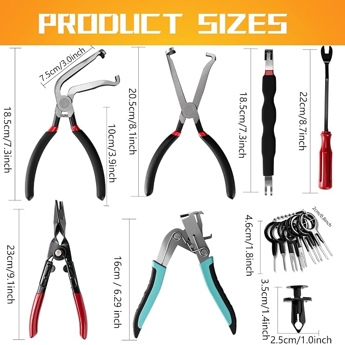 8 Pcs Car Clip Pliers Automotive Disassembly Tools Automotive Snap Ring Pliers Electrical Disconnect Pliers Terminal Removal Tools for Cars Repair