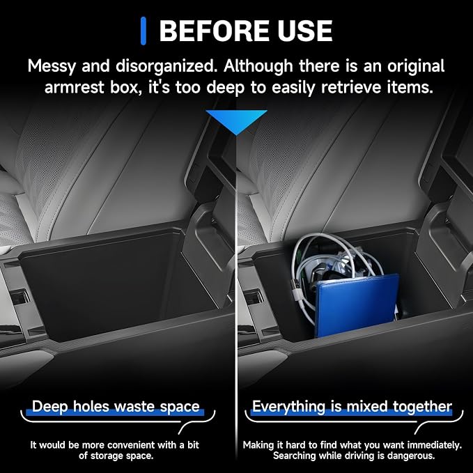 SXCY 3PCS for 2025 2026 Mitsubishi Outlander [Gas] Console Organizer+Cupholder+Charging Mat for 2025 2026 Mitsubishi Outlander Accessories 2026 Outlander Console Organizer Armrest Tray [Not for Sport]