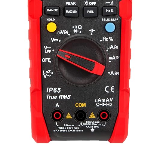 UNI-T Industrial Digital Multimeter UT191E (IP65, 2M Drop Test) True RMS 6000 Counts ACV LPF ACV Peak Hold AC DC Voltage Current LOZ ACV Resistance Capacitance Frequency Duty Cycle Auto/Manual Range