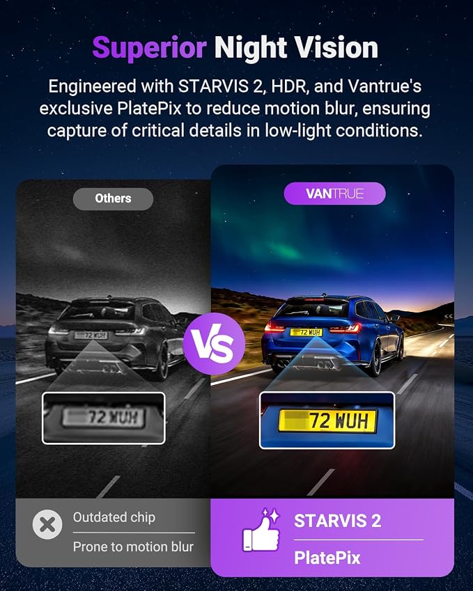 Vantrue S1 Pro DMS AI Dash Cam Front and Inside, ADAS, DMS, 2.7K 2 Channel Dash Camera, STARVIS 2 Dashcam, HDR Night Vision, 5G WiF i& GPS, APP/Voice Control, 24/7 Parking Mode, 1TB Max