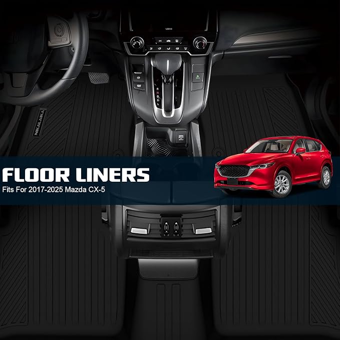 Floor Mats for Mazda CX-5 2017-2021 2022 2023 2024 2025 All Weather Backrest Mat Trunk Mat Protection TPE Rubber Full Set Automotive Floor Mats Waterproof Non-Slip 2020 Mazda CX5 Accessories
