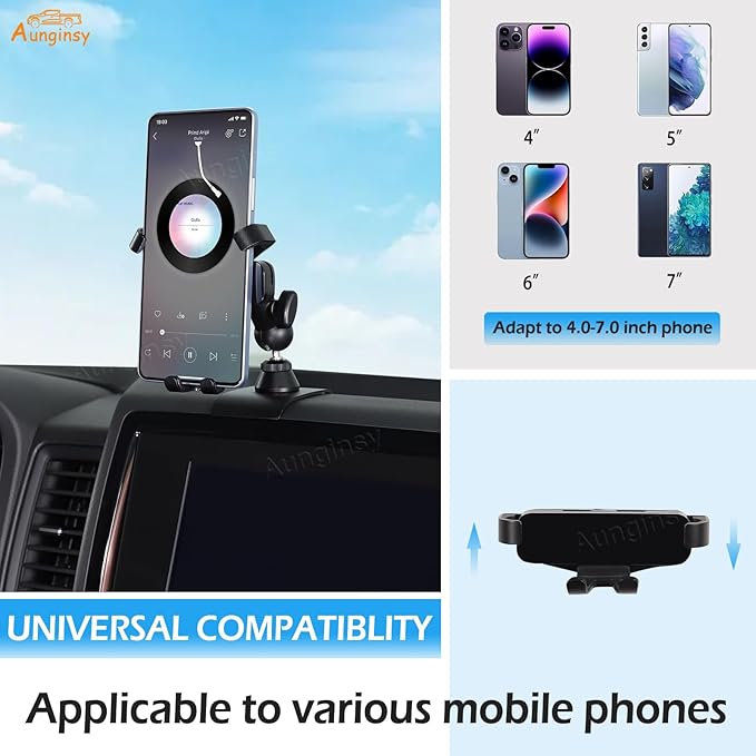 Aunginsy Car Cell Phone Mount Compatible with Nissan Frontier 2022-2024 Center Console Phone Holder Dash Panel Mobile Phone Bracket Universal Phone Navigation Stand Fit All Smart Phones Accessories