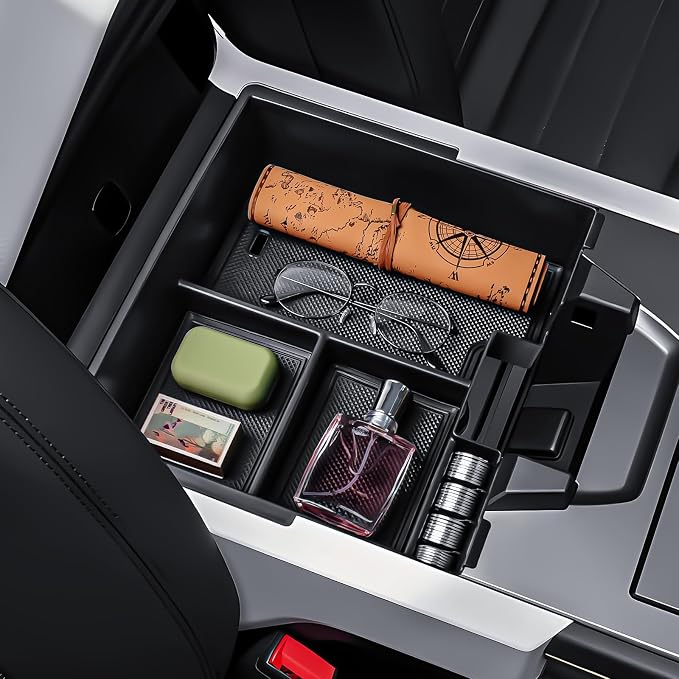 HGWEI Center Console Dashboard Organizer Compatible with 2022 2023 2024 2025 GMC Hummer EV Interior Accessories, Middle Armrest Storage Box 12.3" Dash Holder Insert Tray (Behind Steering Wheel)