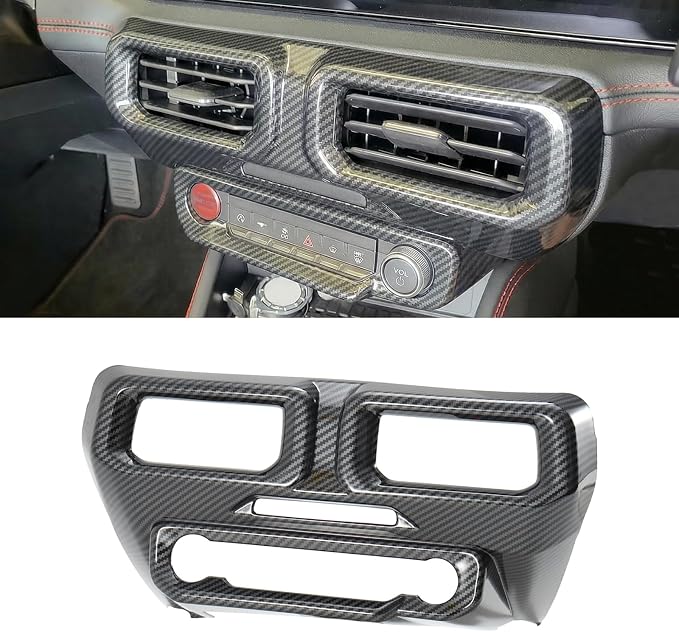 Carbon Fiber Center Console AC Air Vent Cover Compatible with Ford Mustang 2024 2025