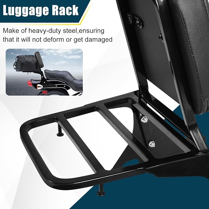Motorcycle Passenger Backrest Sissy Bar With Back Rest Cushion Pad And Luggage Rack Compatible With For Kawasaki Vulcan 400 VN400 Vulcan 800 VN800 1995-2019 Backrest