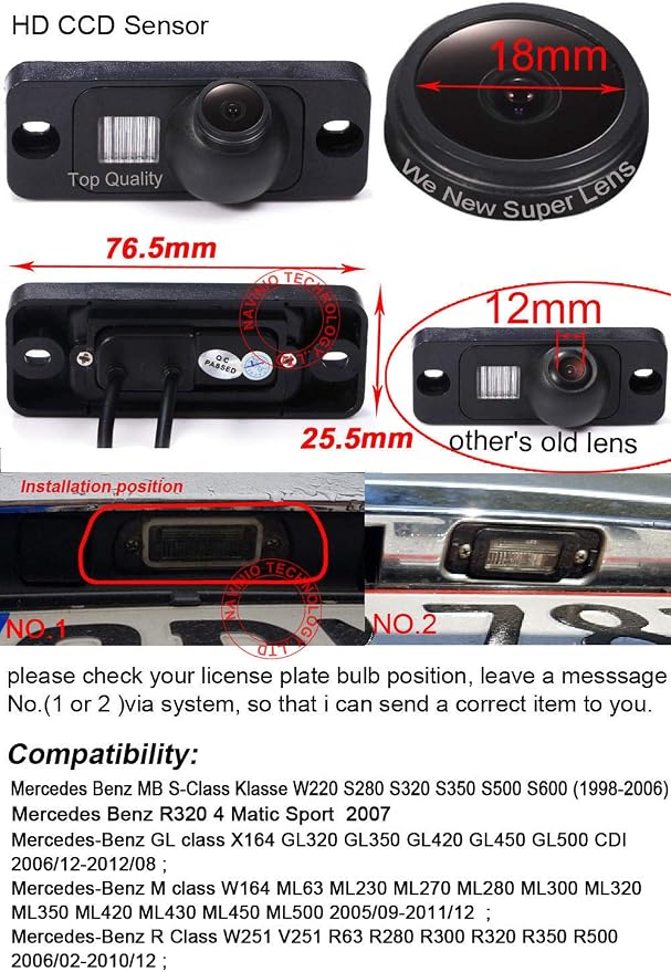1280x720 Car Rear View Backup Camera for MB W164 W163 ML320 ML350 280 300 320 ML350 ML420 430 ML450 ML500 W220 S280 S320 S350 S500 S600 X164 GL320 GL350 GL420 GL450 GL500 W251 R63 R280 R300 R320 R500