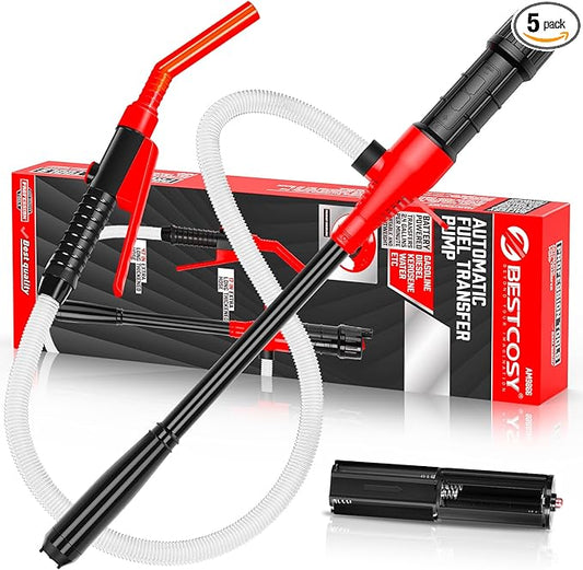 Portable Transfer Pump Battery Operated Electric Siphon Pump for Gas, Fuel, Diesel, Water Transfer 2.4 GPM Flow Oil Extractor, 47 Inches Hose-Easy to Use Hand Fuel Pump, Multi-Use Transfer Pump(Red)