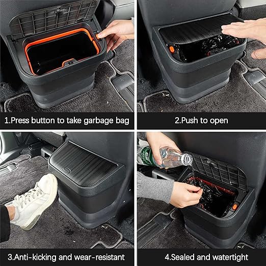PACEWALKER Car Trash Can for Toyota Sienna 2024 2023 2022 2021 Modification Waterproof in- Trash can for Toyota Sienna 2021-2024 Accessories Black
