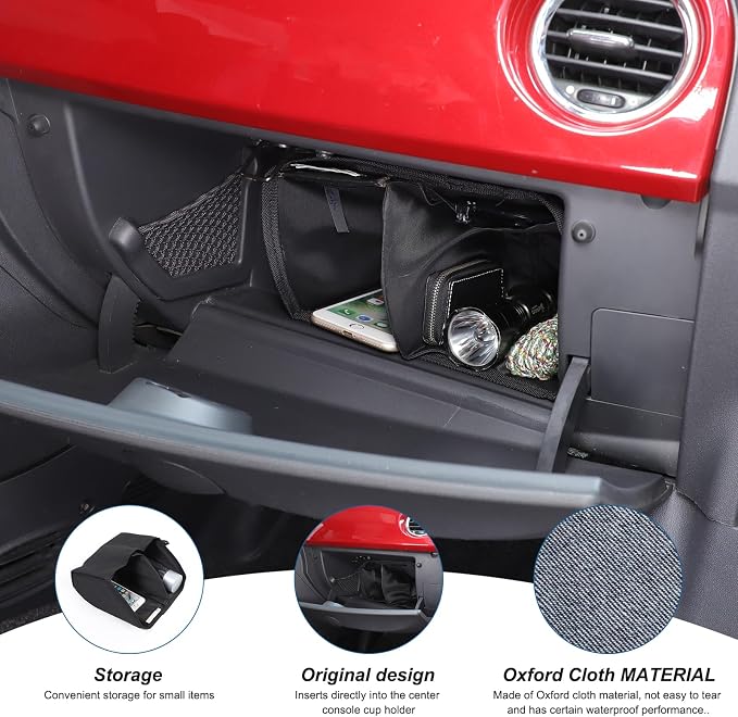 Car Glove Box Organizer Bag Compatible with Fiat 500 2007-2015 Accessories Car Glove Insert Compartment Bag Interior Accessories