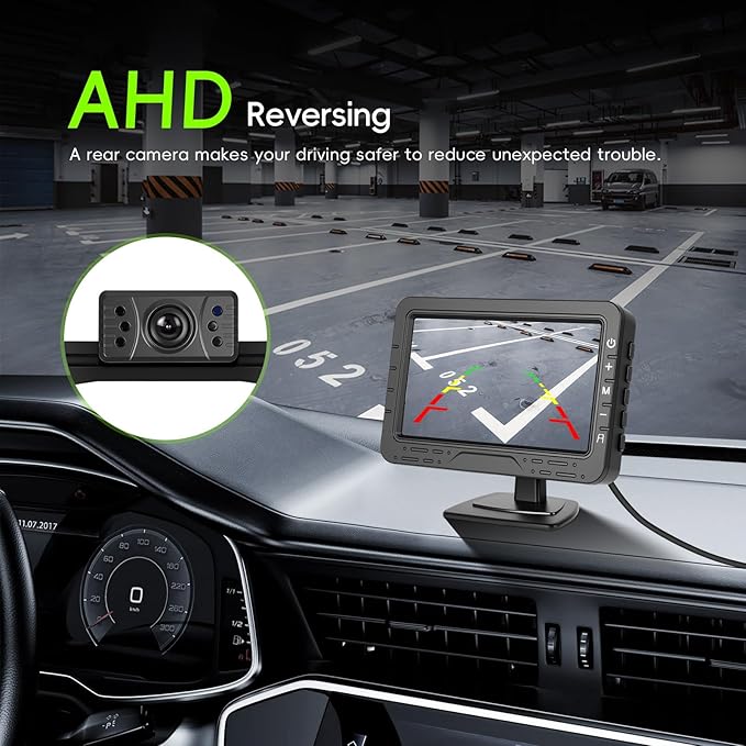 Backup Camera for Truck Car IP68 Waterproof Night Vision DIY Grid Lines for Car RVs Trucks Tractors Bus Semi-Trailers
