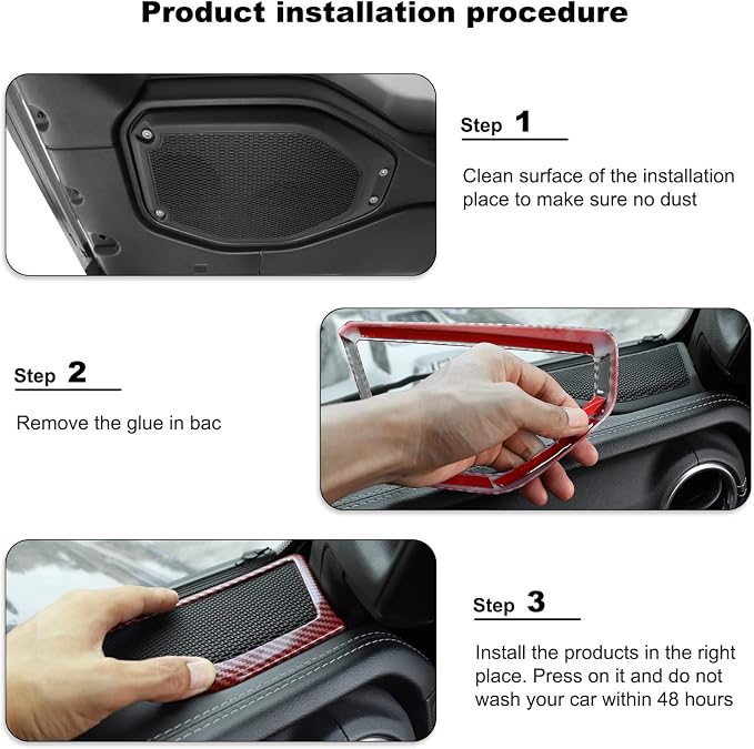 A Pillar Speaker Trim Cover & Roof Speaker Audio Trim Cover Ring Kit Decoration Interior Accessories for Jeep Wrangler JL JLU & Gladiator JT 2018-2022,Red Carbon Fiber