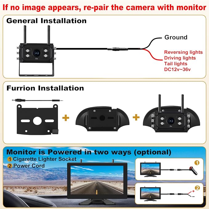 10" Wireless Backup Camera System for RV/Truck/Trailer, 4-Channel IPS Touch Screen Monitor, Dual HD 1080P IP69K Waterproof Cameras, IR Night Vision, Easy Installation for Camper & Trailer
