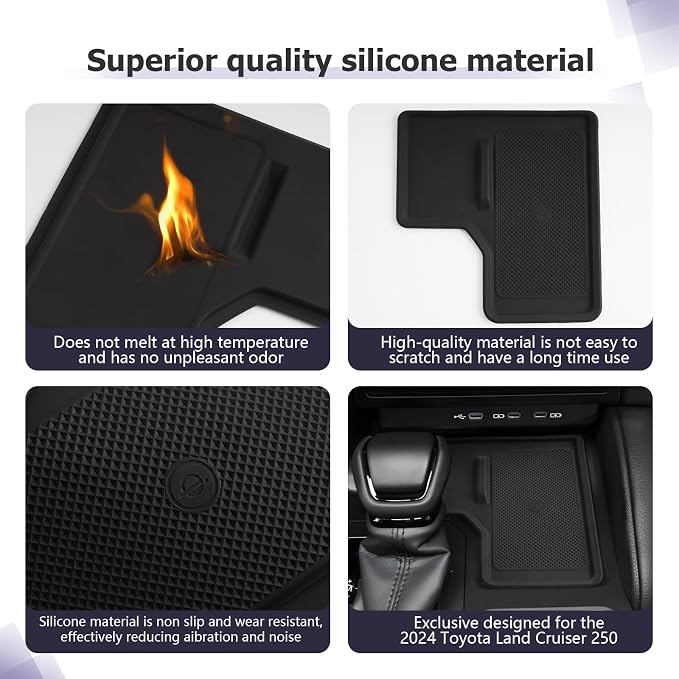 LUWU 2025 2026 Land Cruiser Wireless Charging Mat Compatible with 2024 2025 2026 Land Cruiser 250 Accessories Silicone Protective Pad Center Console Phone Charger Liner Mat (LC250 First Edition Only)