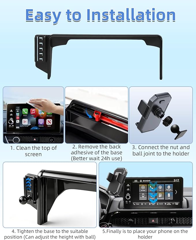 PZK Car Phone Mount for Honda HRV 2023-2026/ CRV 2023-2026 / Honda Pilot 2023-2026 Accessories 7/9-inch Screen 360° Rotation Auto Lock CRV HRV Car Phone Holder Not Affect Air Vent Phone Cradles