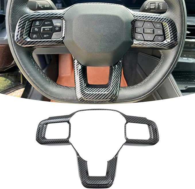 Carbon Fiber Steering Wheel Cover Compatible with Ford Mustang 2024 2025