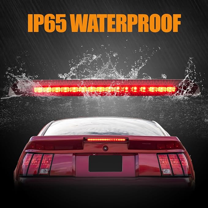 Third 3rd Brake Light LED for 1999-2004 Ford Mustang, High Mount Rear Brake Lights Assembly for 99-04 Mustang, Waterproof Center Cab Lamp Stop Light
