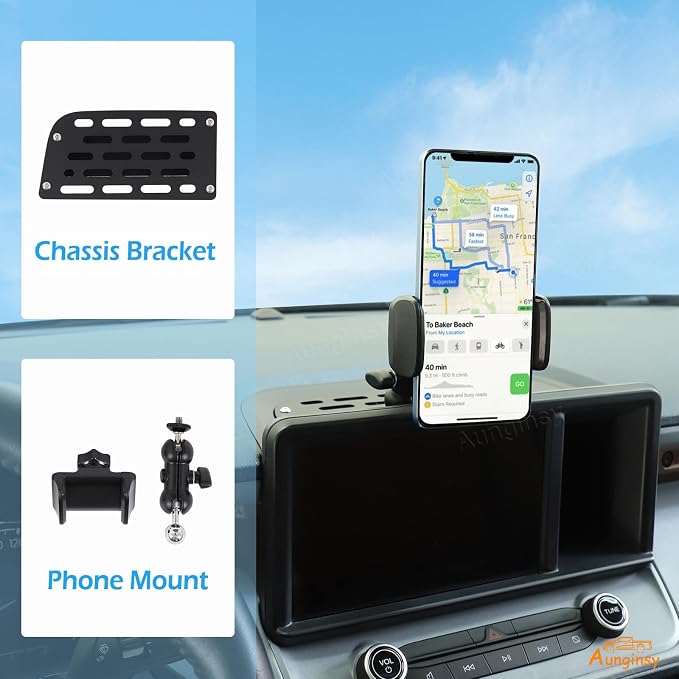 Aunginsy Center Console Dash Mount Phone Holder Compatible with Ford Maverick 2022 2023 2024, Car Dashboard Instrument Table Organizer Storage Tray Groove Panel Cell Mobile Phone Bracket Accessories
