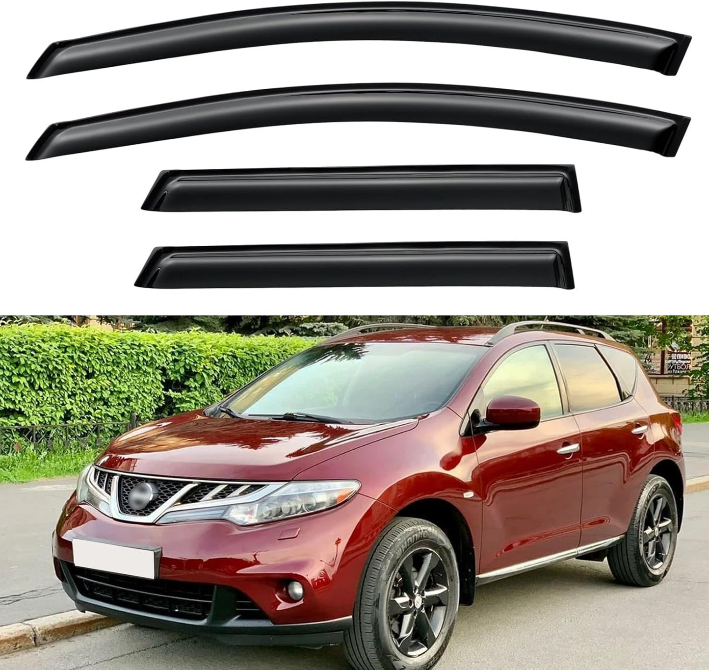 Window Visors Rain Guards Shield for 2009-2014 Nissan Murano, Out-Channel Window Vent Wind Deflectors Visors Shades for 09-14 Murano
