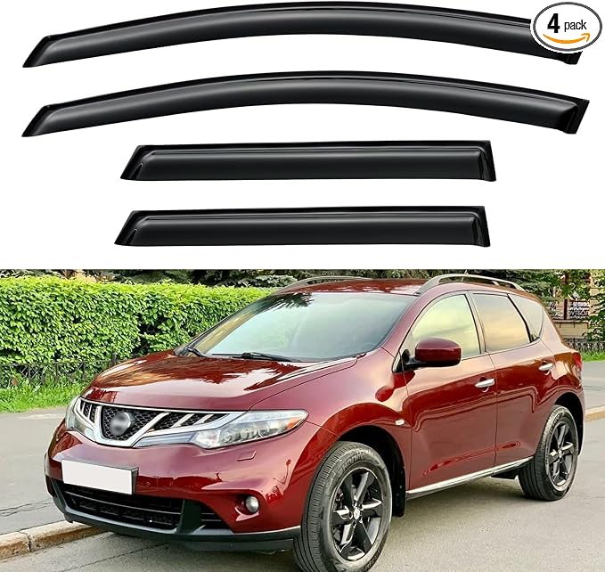 Window Visors Rain Guards Shield for 2009-2014 Nissan Murano, Out-Channel Window Vent Wind Deflectors Visors Shades for 09-14 Murano