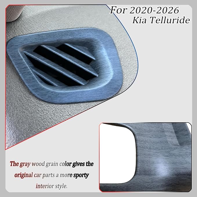 Dashboard Air Vent Cover, for Kia Telluride 2020 2021 2022 2023 2024 2025 2026,Sport Interior Trim Accessories - Gray Wood Grain