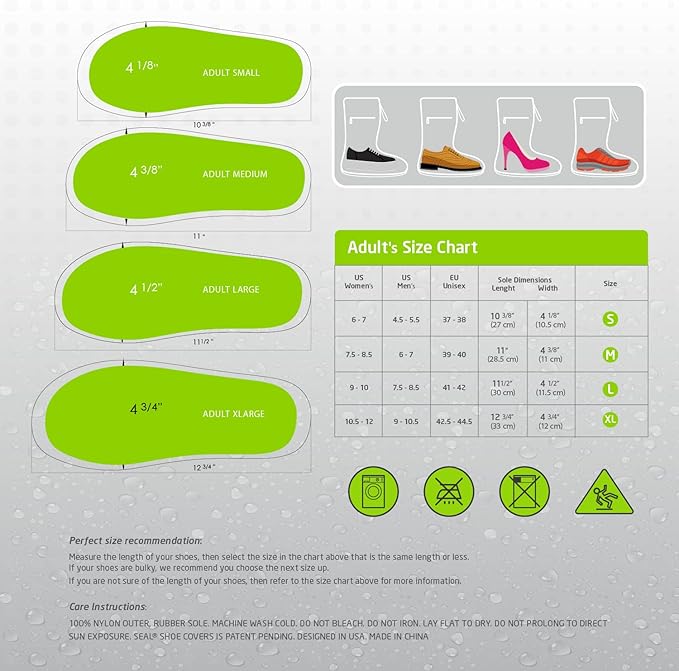 SEAL Waterproof Shoe Covers, Reusable Rain Shoe Covers with Slip Resistant Sole & Large Zippers, Rain Mud Snow Shoe Protector Covers for Men & Women