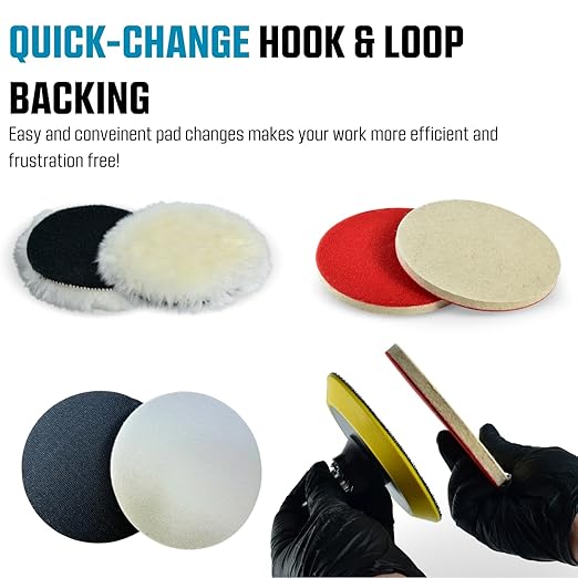 LINE10 Tools Glass Epoxy Resin Plastics Sanding Polishing Kit for Drill or Orbital Sander Polisher or Angle Grinder with Hook and Loop Backing Plate Wool Felt Buffing Pads Green Film Wet Dry Sandpaper