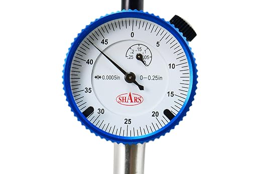 Shars 0.25" High Precision Dial Indicator, .0005" Graduation, AGD1 Travel Lug Back 303-3101A P]