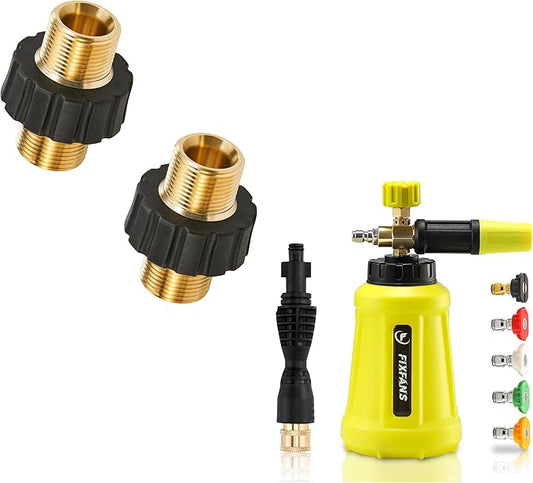 FIXFANS Pressure Washer Adapter Set, Foam Cannon with Replacement Adapter for Portland Husky and Ryobi Pressure Washer