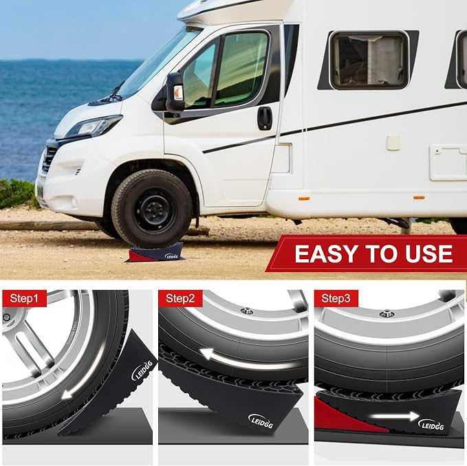 2Packs RV Leveling Blocks System Kit Camper Leveling Blocks for RVS Trailer with Carrying Bag, Anti-Slip Mats, T Bubble Level Up to 35000 LBS Red