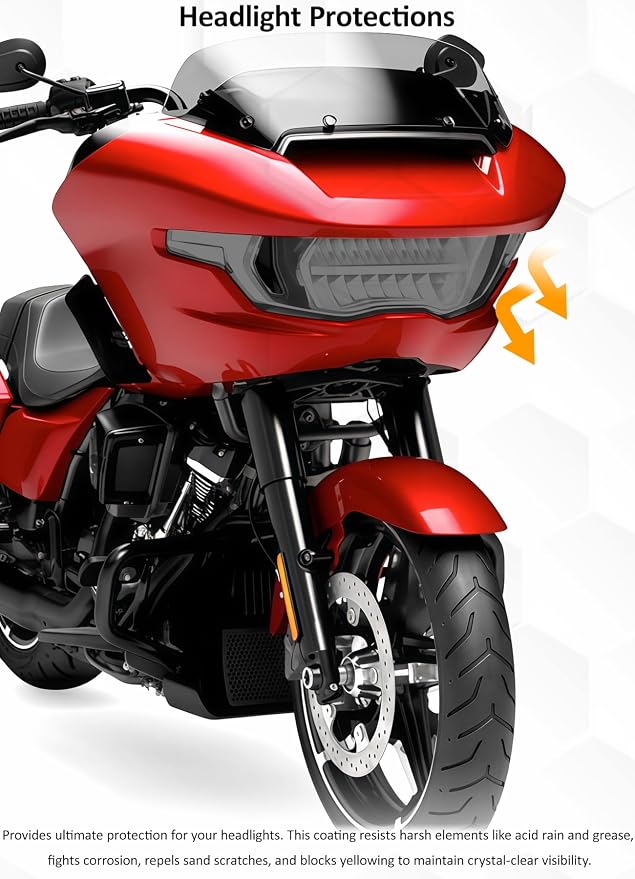 Headlight Lens Headlamp Protection Film Headlight Cover Guard Compatible with Harley Touring CVO Road Glide FLTRXSE 2023-up & Road Glide/ST 2024-up (Smoke)