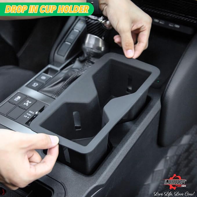 Center Console Cupholder Insert for 2026 2025 2024 Toyota Land Cruiser 1958 LC250 Prado Cup Holder Liners - Protector Cup Drink Coaster Black Car Interior Accessories - TPE