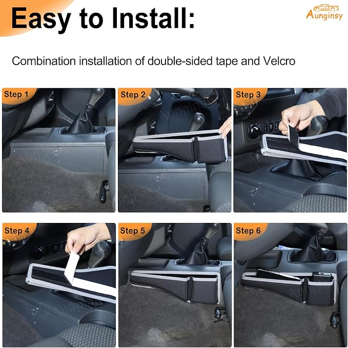 Aunginsy Center Console Gear Shift Side Storage Bag Compatible with Nissan Frontier 2009-2017, Central Control Gear Shifter Box Left & Right Side Panel Storage Pocket Organizer Tray Pouch Accessories