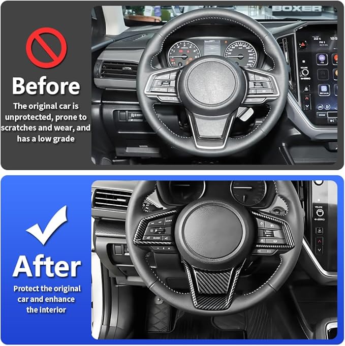 Carbon Fiber Style Car Steering Wheel Trim Cover Panel Accessories for Subaru Crosstrek 2018-2025，Forester 2019-2024，Impreza 2017-2025，Ascent 2019-2025，Legacy 2018-2025，Outback 2018-2025