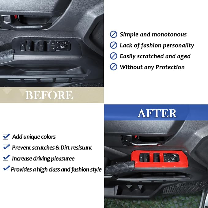 Daeiclru Window Lift Switch Panel Cover Compatible with Toyota Tacoma 2024 2025, Pickup Truck Door Power Window Glass Lift Switch Button Protection Cover Interior Accessories (Red)